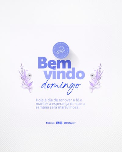 Bem vindo domingo frase comunicado aviso informe Social Media PSD Editável (1)