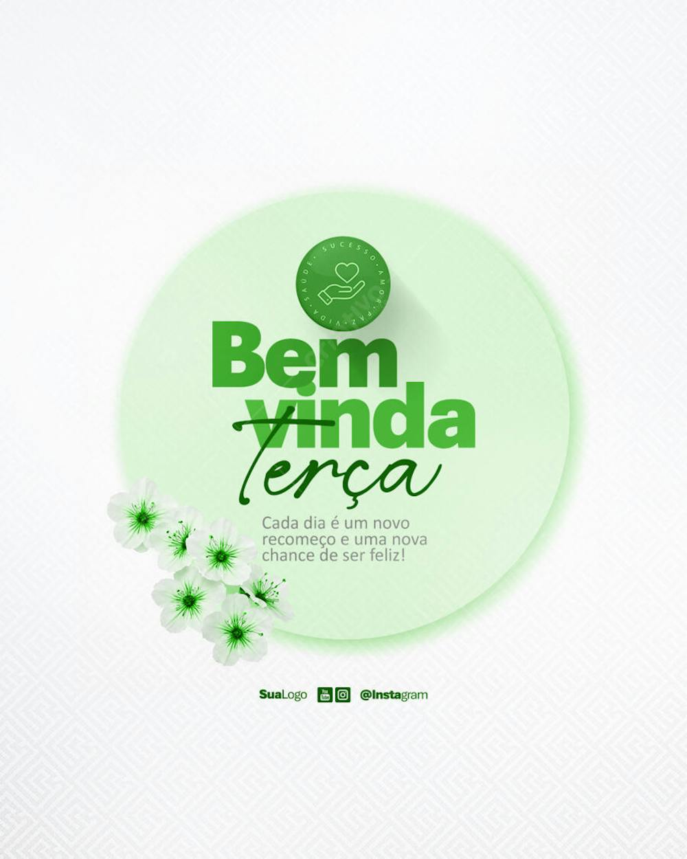 Bem vinda terça-feira frase comunicado aviso informe Social Media PSD Editável (1)