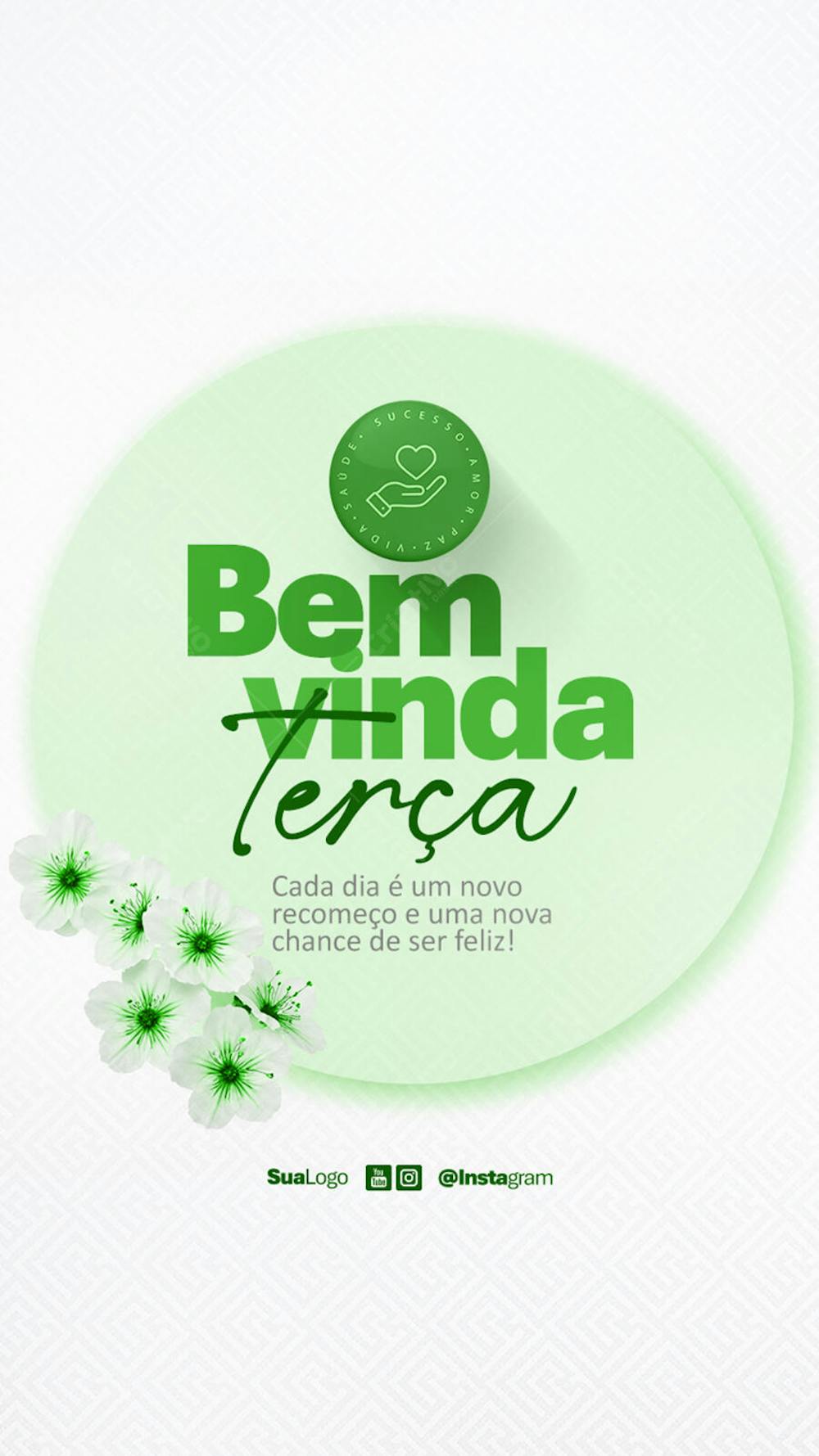 Bem vinda terça-feira frase comunicado aviso informe Social Media PSD Editável (1)