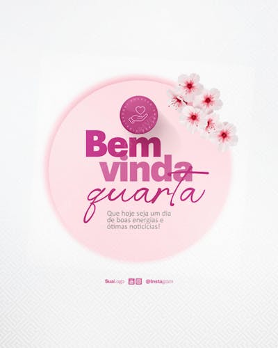 Bem vinda quarta-feira frase comunicado aviso informe Social Media PSD Editável (1)