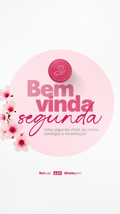 Bem vinda segunda-feira frase comunicado aviso informe Social Media PSD Editável (1)