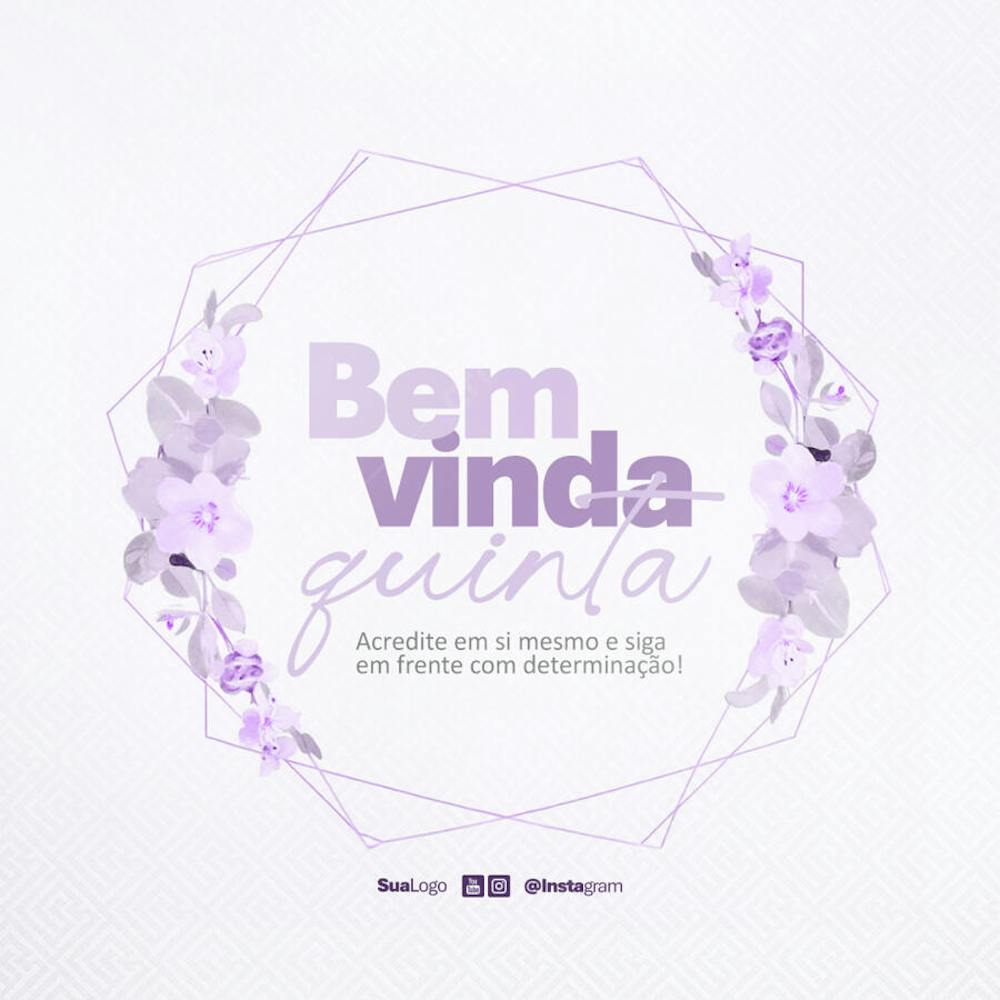 Bem vinda quinta-feira frase comunicado aviso informe Social Media PSD Editável (1)