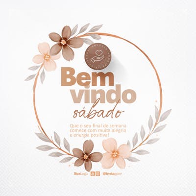 Bem vindo sábado frase comunicado aviso informe Social Media PSD Editável (1)
