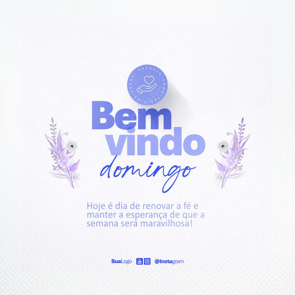 Bem vindo domingo frase comunicado aviso informe Social Media PSD Editável (1)