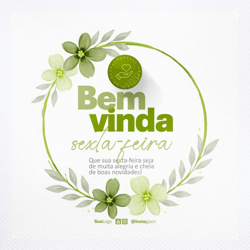Bem vinda sexta-feira frase comunicado aviso informe Social Media PSD Editável (1)