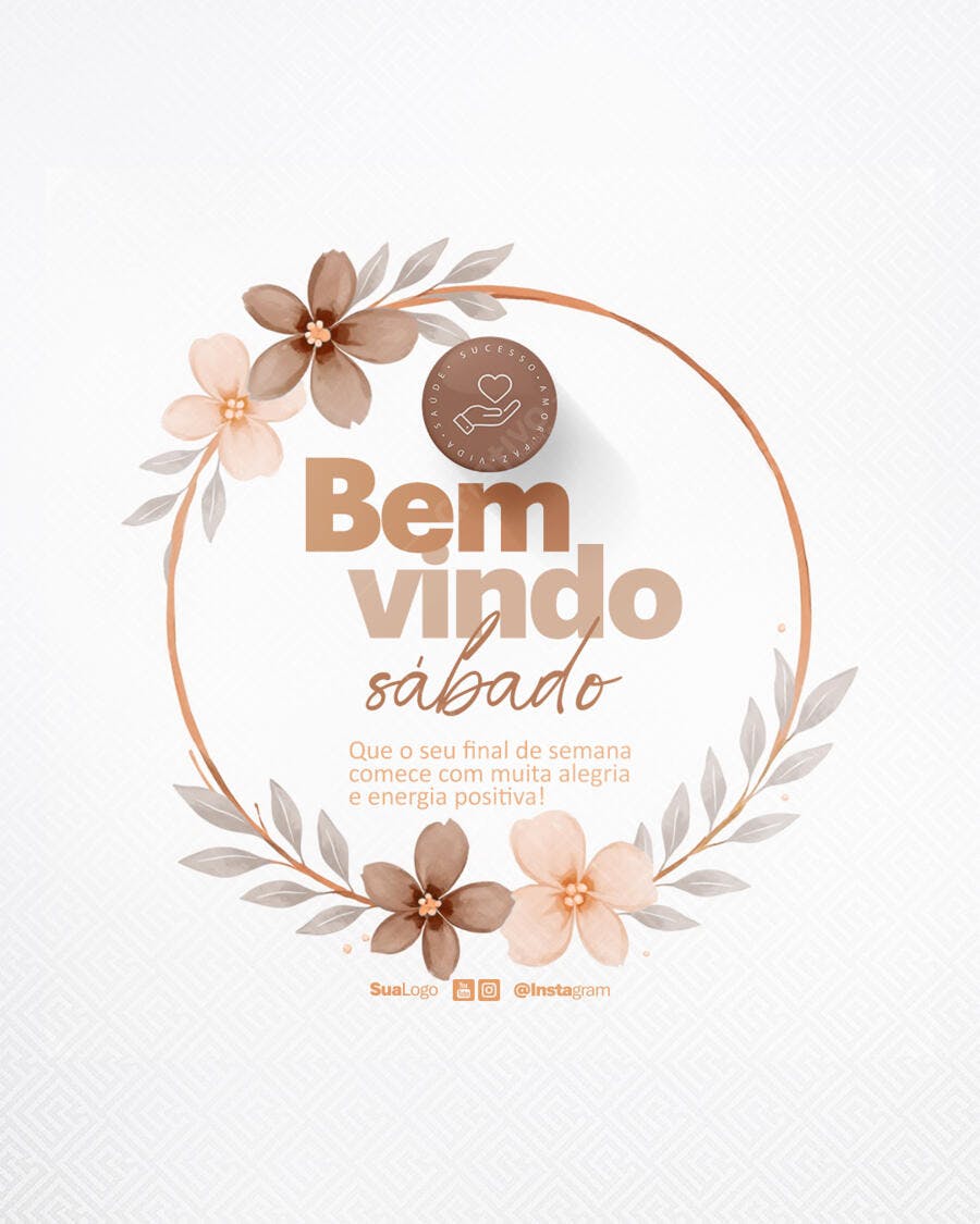 Post Instagram Bem-vindo Sábado PSD Editável