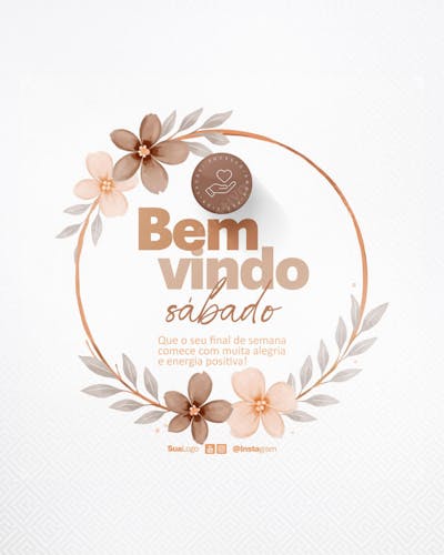 Bem vindo sábado frase comunicado aviso informe Social Media PSD Editável (1)
