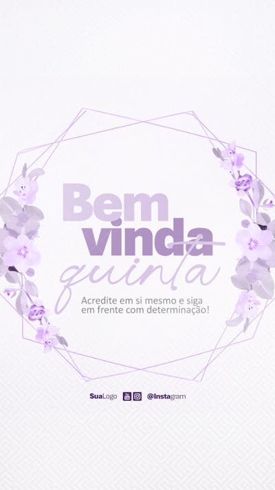Bem vinda quinta-feira frase comunicado aviso informe Social Media PSD Editável (1)