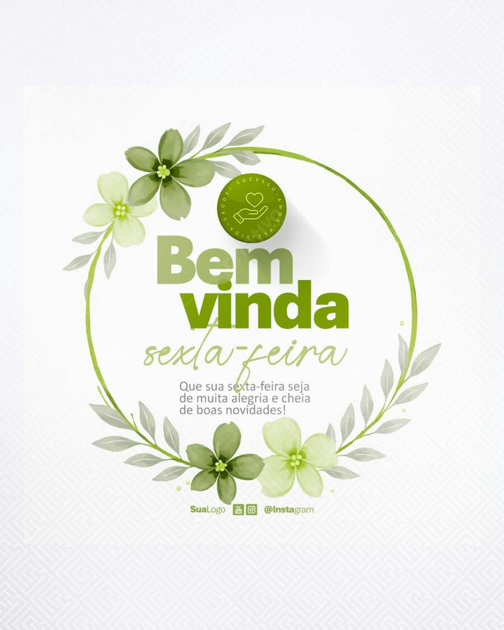 Bem vinda sexta-feira frase comunicado aviso informe Social Media PSD Editável (1)