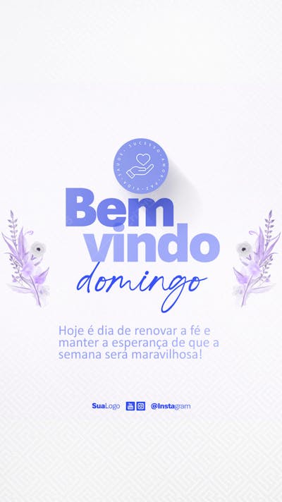 Bem vindo domingo frase comunicado aviso informe Social Media PSD Editável (1)