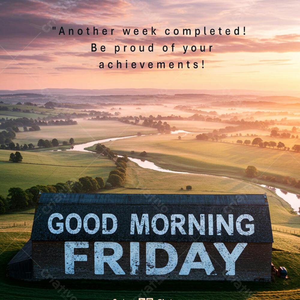 Good morning friday  frase comunicado aviso informe Social Media PSD Editável 