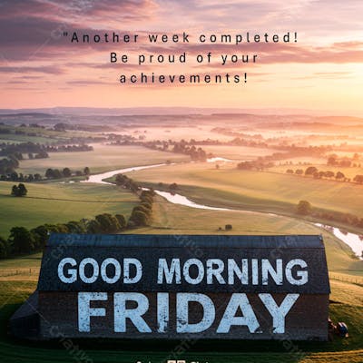 Good morning friday  frase comunicado aviso informe Social Media PSD Editável 