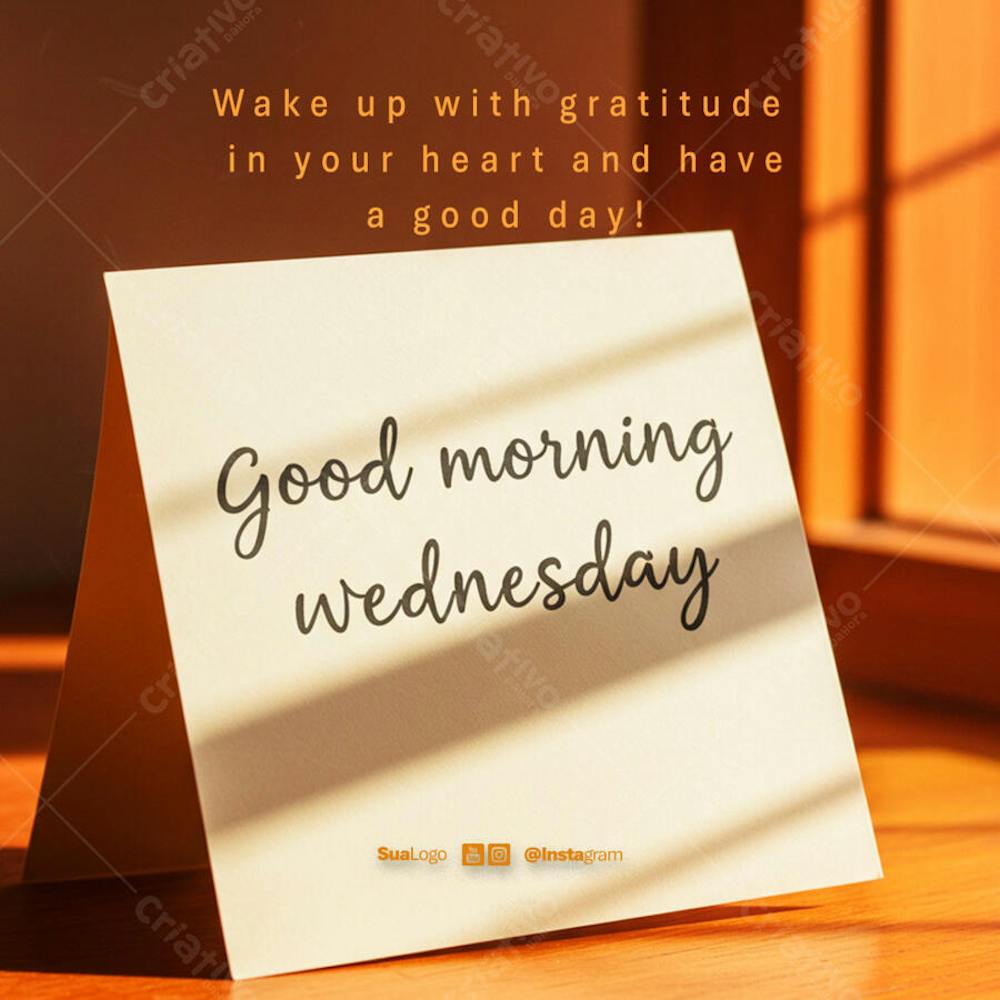 Good morning wednesday  frase comunicado aviso informe Social Media PSD Editável 