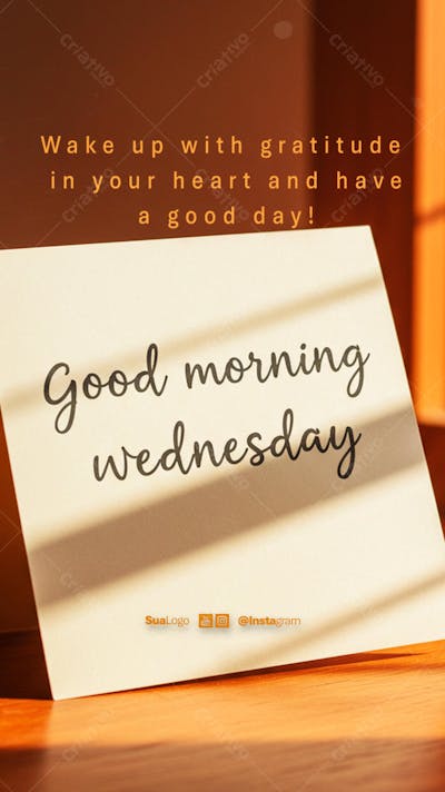 Good morning wednesday  frase comunicado aviso informe Social Media PSD Editável 