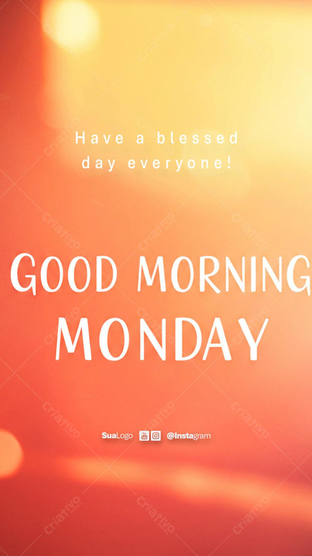 Good morning monday  frase comunicado aviso informe Social Media PSD Editável 
