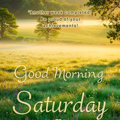 Good morning saturday  frase comunicado aviso informe Social Media PSD Editável 