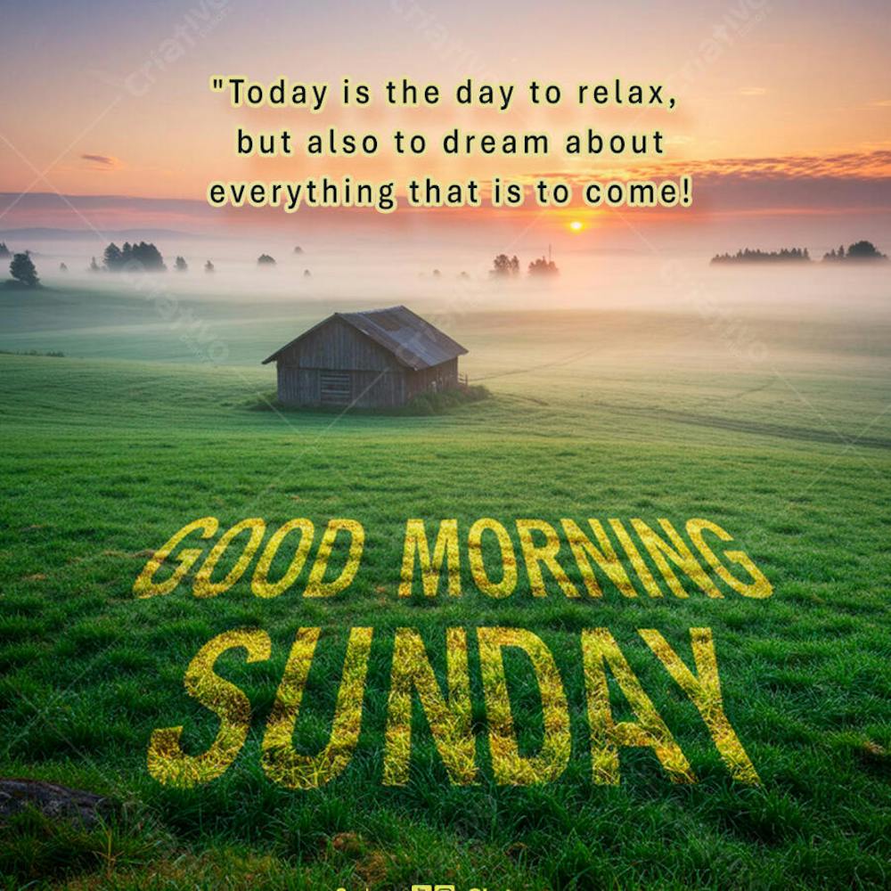 Good morning sunday  frase comunicado aviso informe Social Media PSD Editável 
