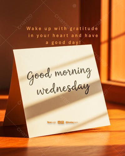 Good morning   wednesday comunicado aviso informe Social Media PSD Editável 