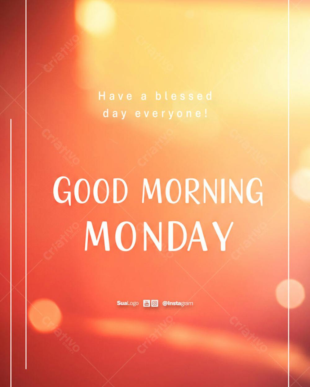 Good morning monday  frase comunicado aviso informe Social Media PSD Editável 