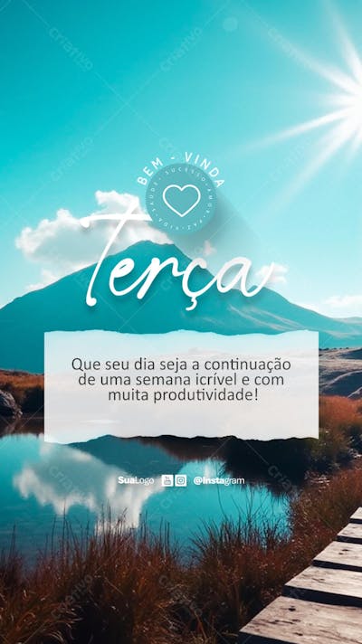 Bem-vinda terça-feira frase comunicado aviso informe Social Media PSD Editável (1)