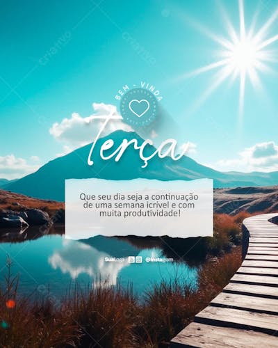 Bem-vinda terça-feira frase comunicado aviso informe Social Media PSD Editável (1)