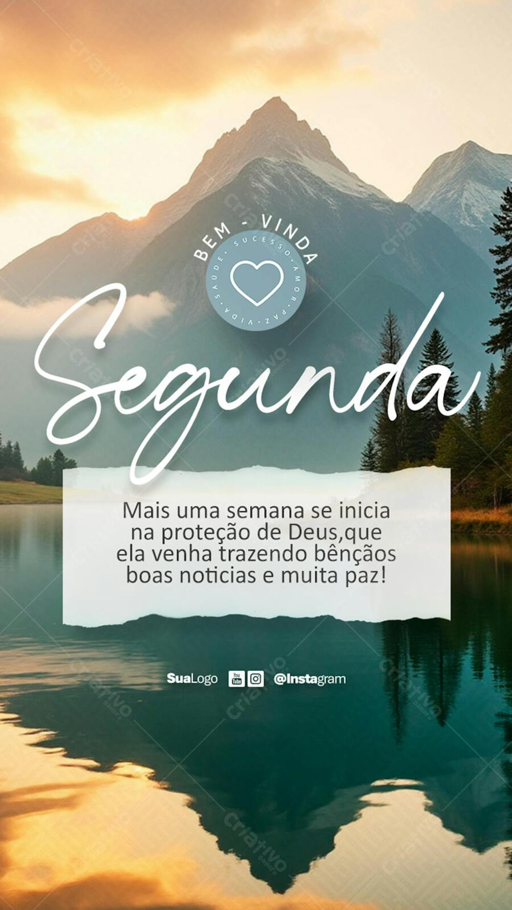 Bem-vinda segunda-feira frase comunicado aviso informe Social Media PSD Editável (1)