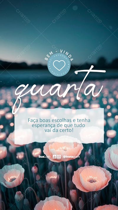 Bem-vinda quarta-feira frase comunicado aviso informe Social Media PSD Editável (1)