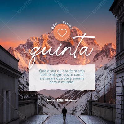 Bem-vinda quinta-feira frase comunicado aviso informe Social Media PSD Editável (1)