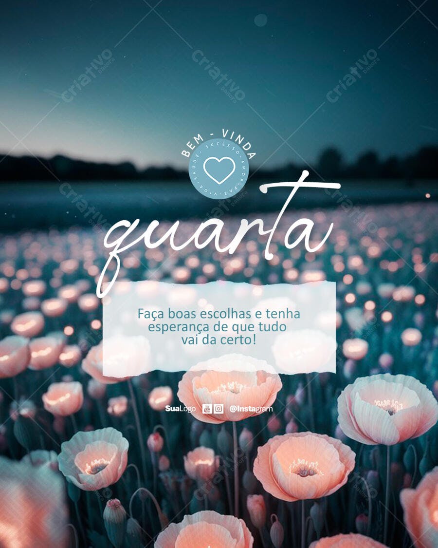 Post para Redes Sociais com Flores PSD Editável