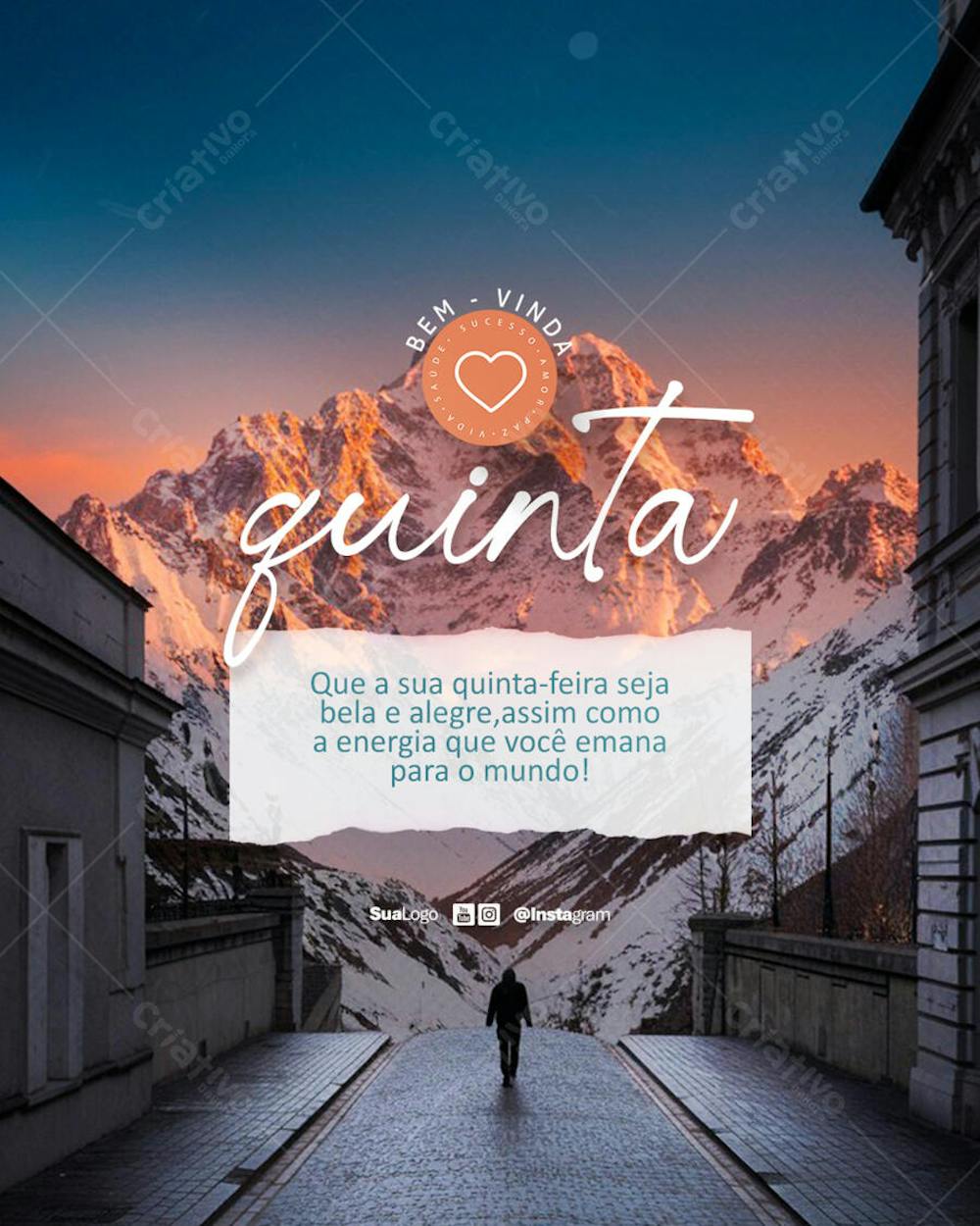 Bem-vinda quinta-feira frase comunicado aviso informe Social Media PSD Editável (1)