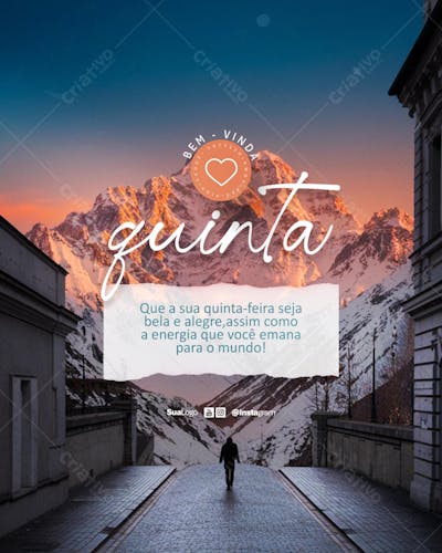 Bem-vinda quinta-feira frase comunicado aviso informe Social Media PSD Editável (1)