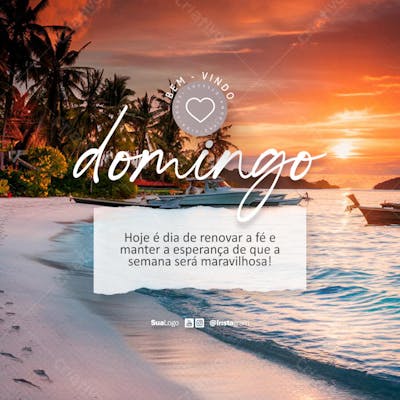 Bem-vindo domingo frase comunicado aviso informe Social Media PSD Editável (1)