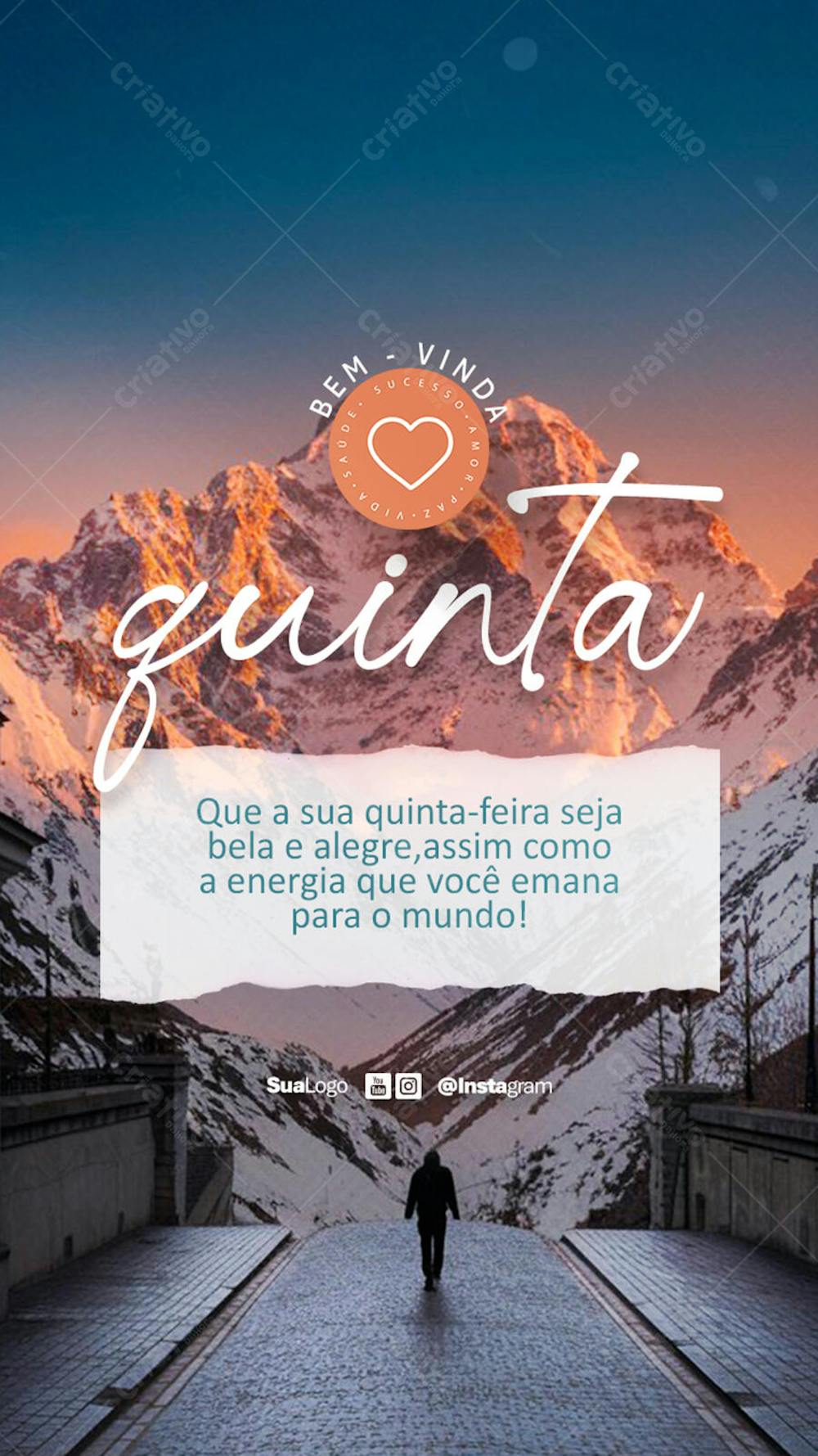 Bem-vinda quinta-feira frase comunicado aviso informe Social Media PSD Editável (1)