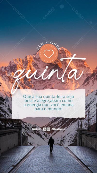 Bem-vinda quinta-feira frase comunicado aviso informe Social Media PSD Editável (1)