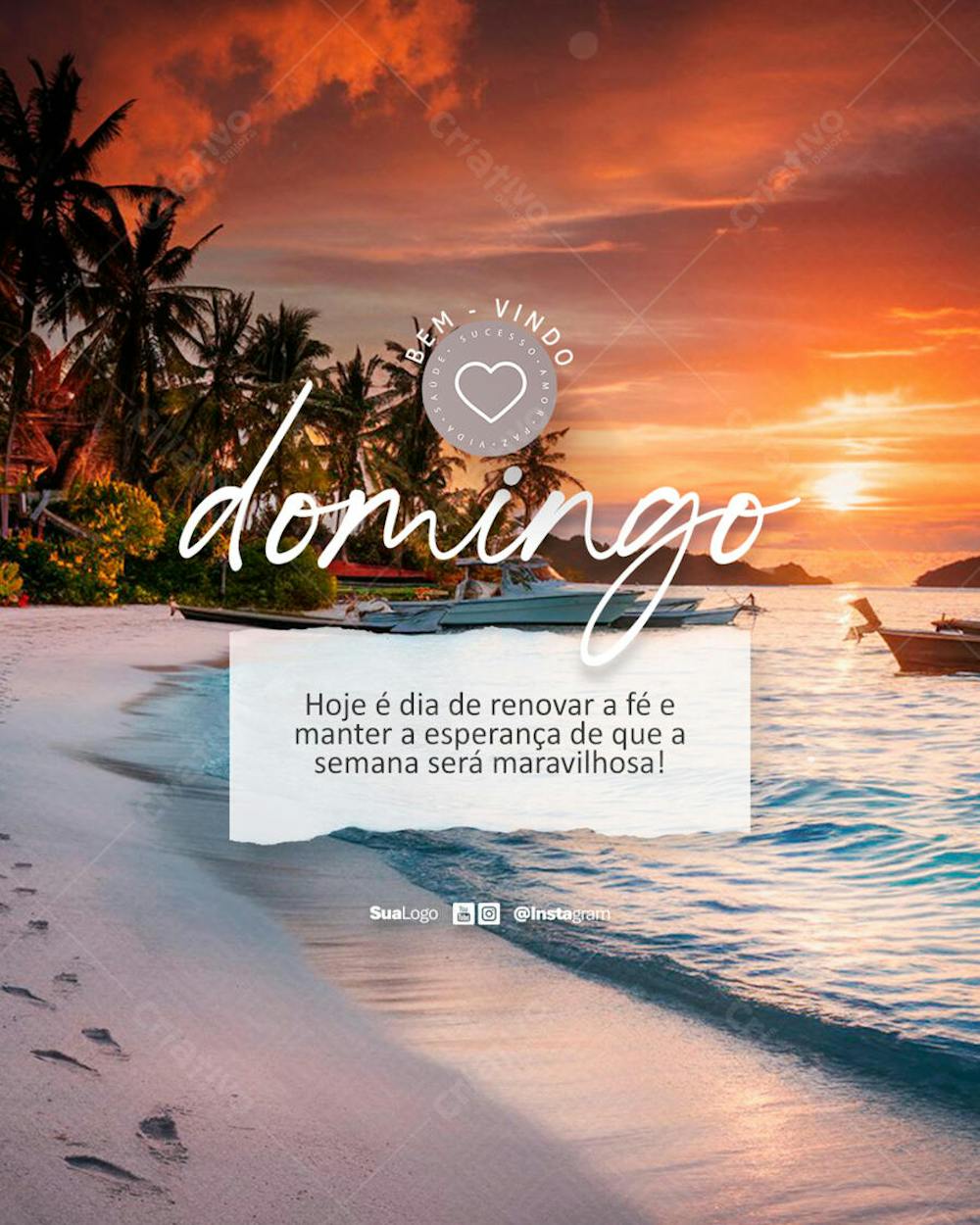 Bem-vindo domingo frase comunicado aviso informe Social Media PSD Editável (1)