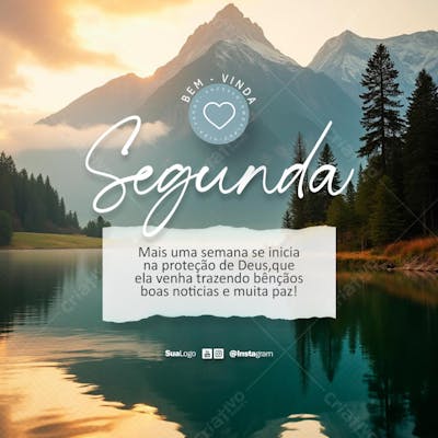 Bem-vinda segunda-feira frase comunicado aviso informe Social Media PSD Editável (1)