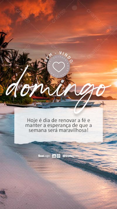 Bem-vindo domingo frase comunicado aviso informe Social Media PSD Editável (1)