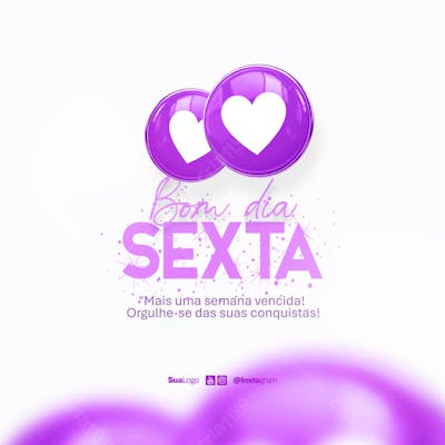 Bom dia sexta-feira  frase comunicado aviso informe Social Media PSD Editável