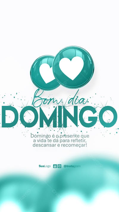 Bom dia domingo  frase comunicado aviso informe Social Media PSD Editável