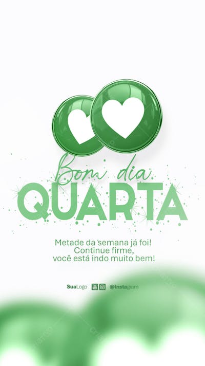 Bom dia quarta-feira  frase comunicado aviso informe Social Media PSD Editável