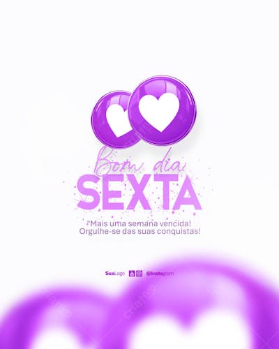 Bom dia sexta-feira  frase comunicado aviso informe Social Media PSD Editável