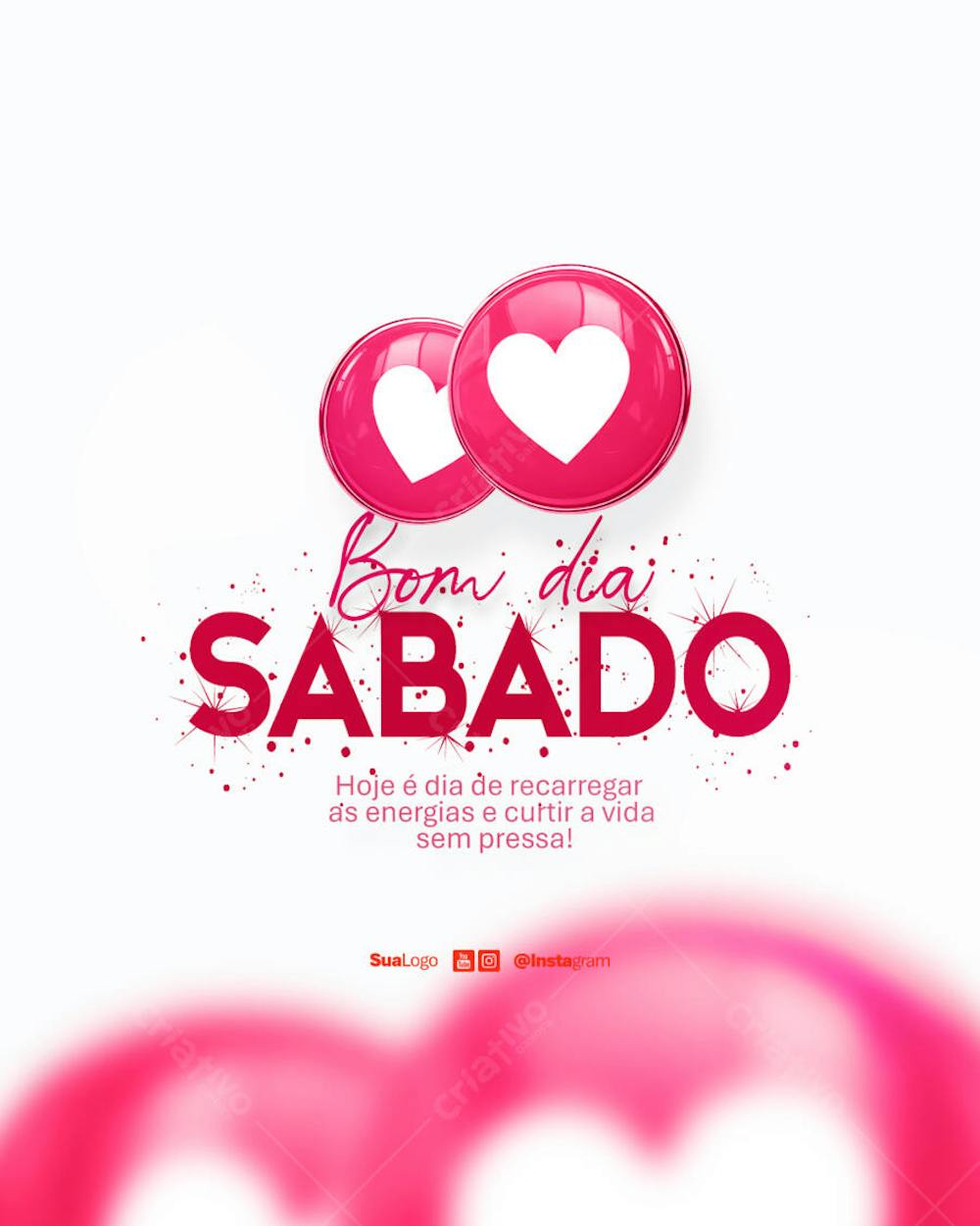 Bom dia sábado  frase comunicado aviso informe Social Media PSD Editável