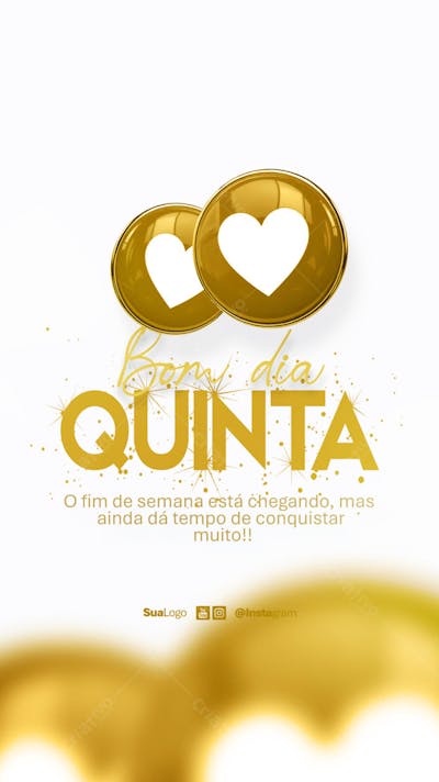 Bom dia quinta-feira  frase comunicado aviso informe Social Media PSD Editável
