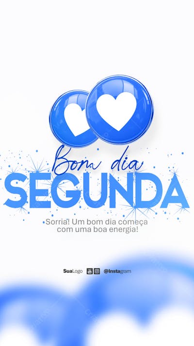 Bom dia segunda-feira  frase comunicado aviso informe Social Media PSD Editável