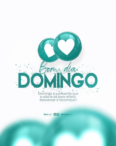 Bom dia domingo frase comunicado aviso informe Social Media PSD Editável
