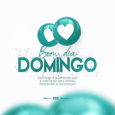 Bom dia domingo  frase comunicado aviso informe Social Media PSD Editável