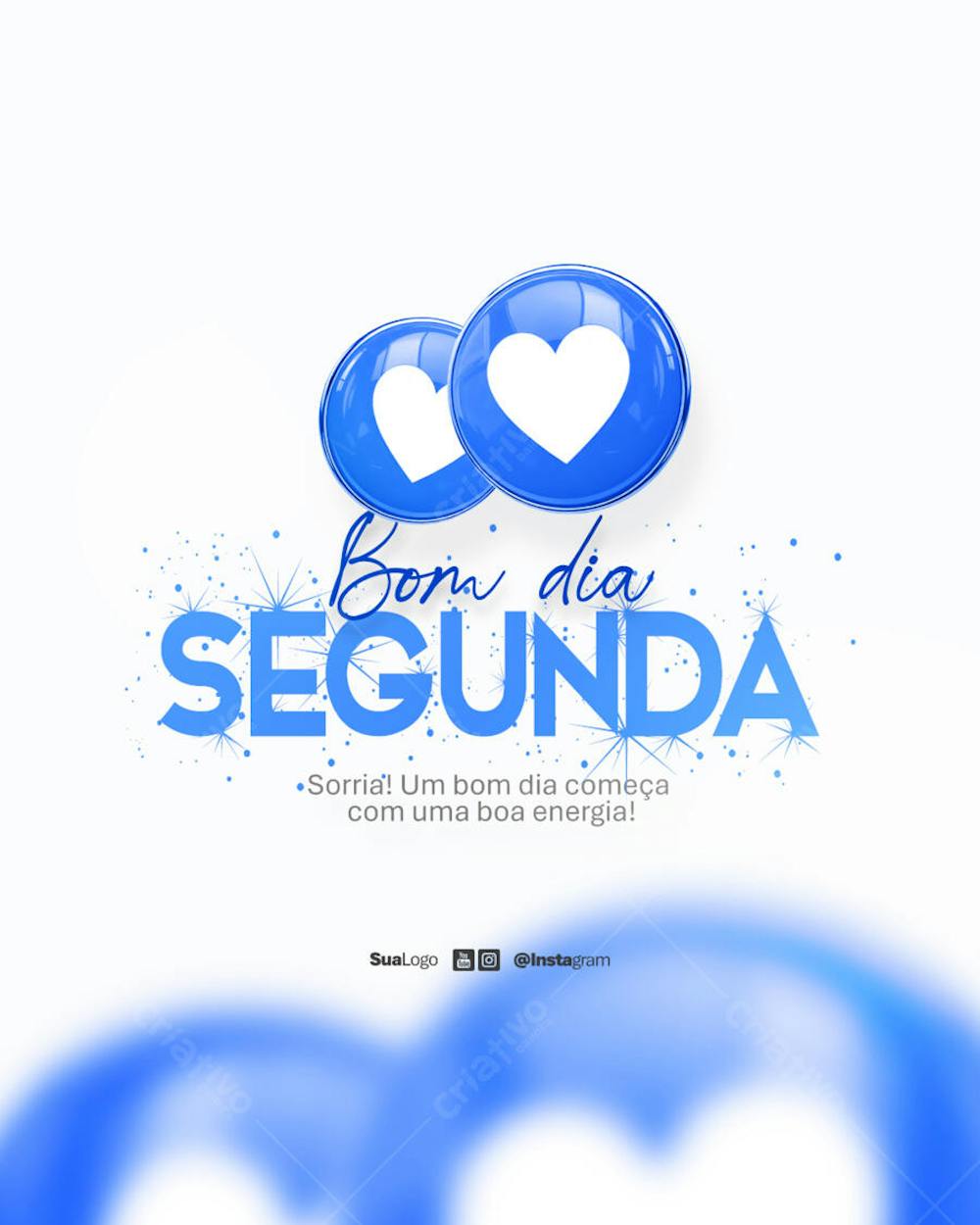 Bom dia segunda-feira  frase comunicado aviso informe Social Media PSD Editável