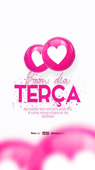 Bom dia terça-feira frase comunicado aviso informe Social Media PSD Editável