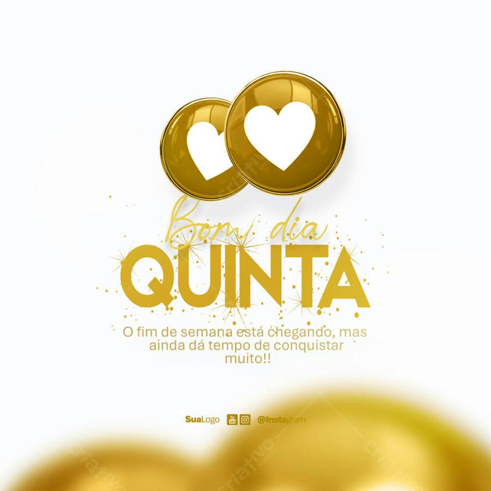 Bom dia quinta-feira  frase comunicado aviso informe Social Media PSD Editável