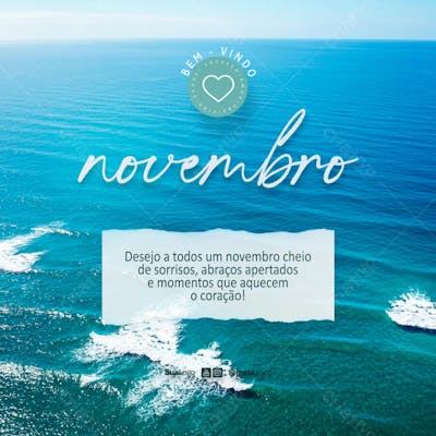 Bem-vindo novembro frase comunicado aviso informe Social Media PSD Editável